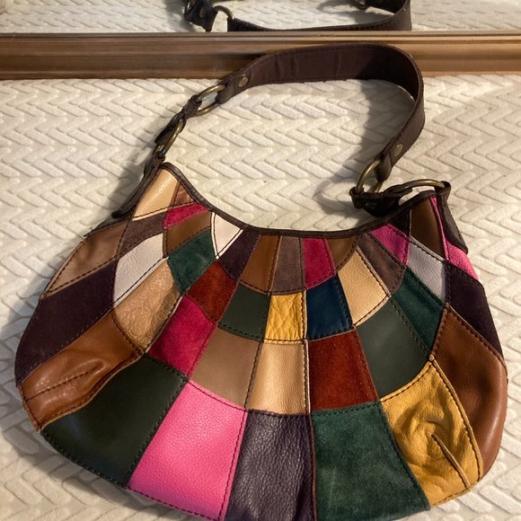 Lucky Brand Handbags - Retro Vintage 90s Y2K Patchwork Leather Statement Capsule Boho
